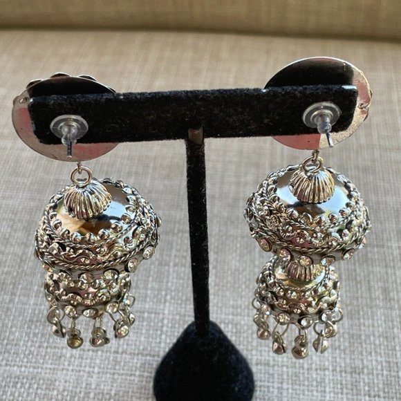 Women Earrings Jumka Silver Tone Fashion Jewelry Drop Down Earrings Traditional - Picture 7 of 7